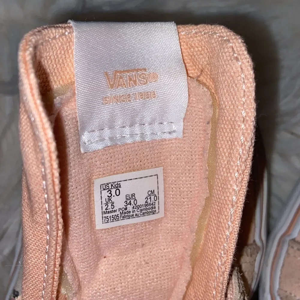 Vans Sk8 Hi top, Zip Sneakers, Pink Frog Princess Pattern Shoes size 3